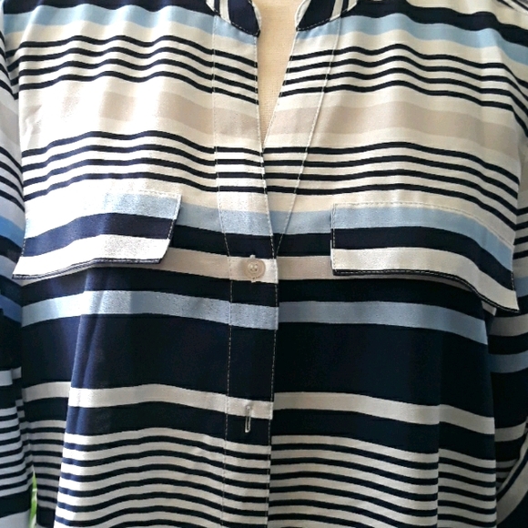 Calvin Klein Stripe Button Blouse 4 - Picture 8 of 11